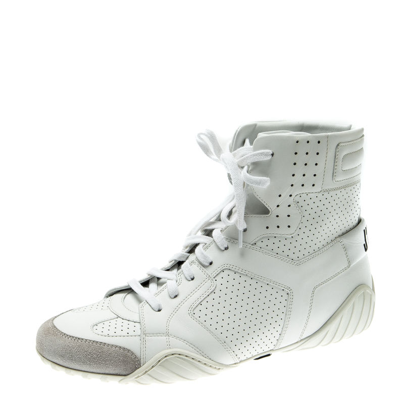 Dior White Perforated Leather Ankle 