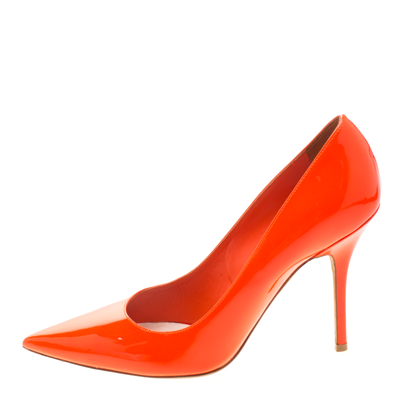 

Dior Orange Patent Leather Pointed Toe Pumps Size