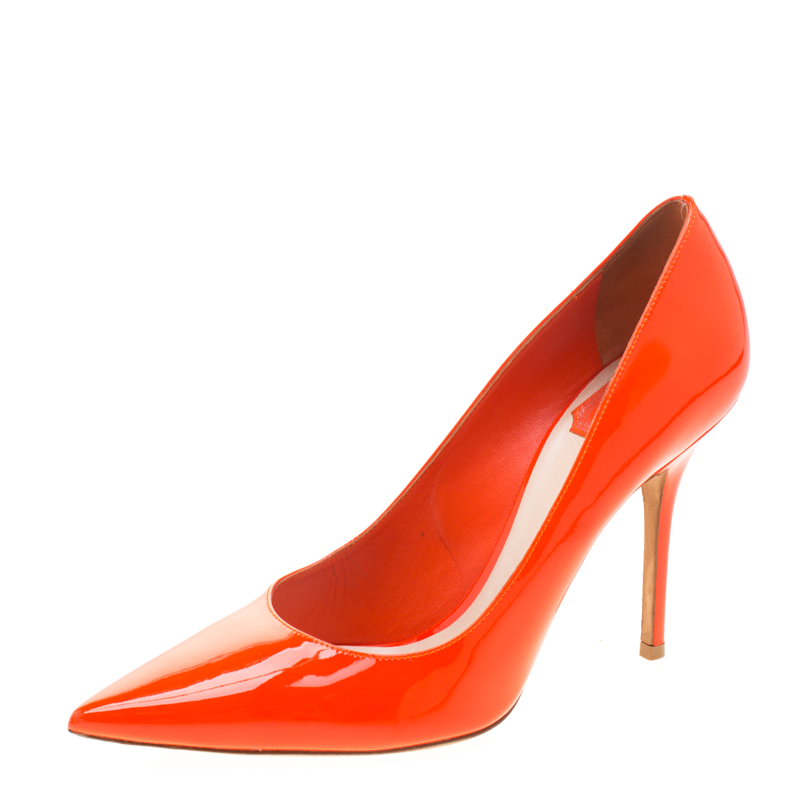 orange patent leather women's shoes