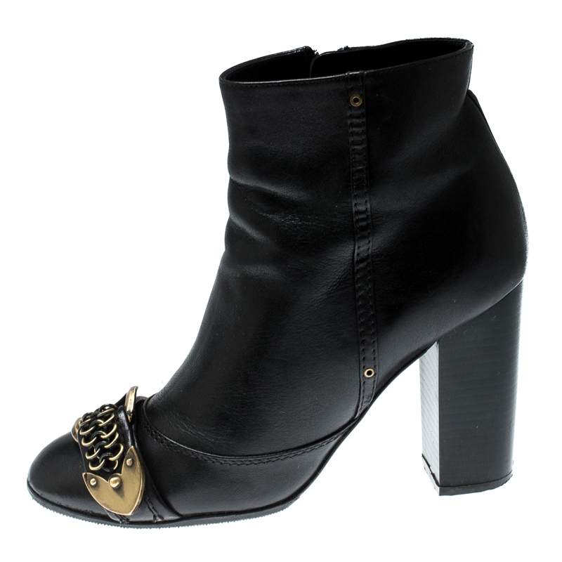 

Dior Black Leather Buckle Detail Ankle Boots Size