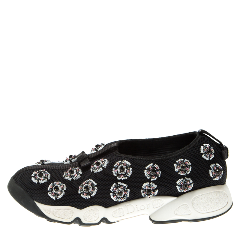 

Dior Black Mesh Fusion Flower Crystal Embellished Sneakers Size