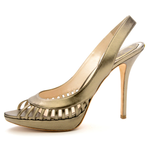 Christian Dior Bronze Metallic Whisper Slingback Sandals Size 41