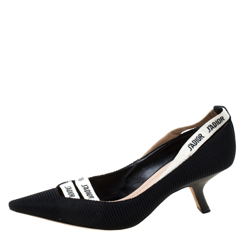 

Christian Dior Black Canvas J'Adior Kitten Heel Pumps Size