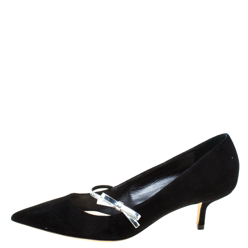 

Dior Black Suede Bow Detail Pointed Toe Pumps Size