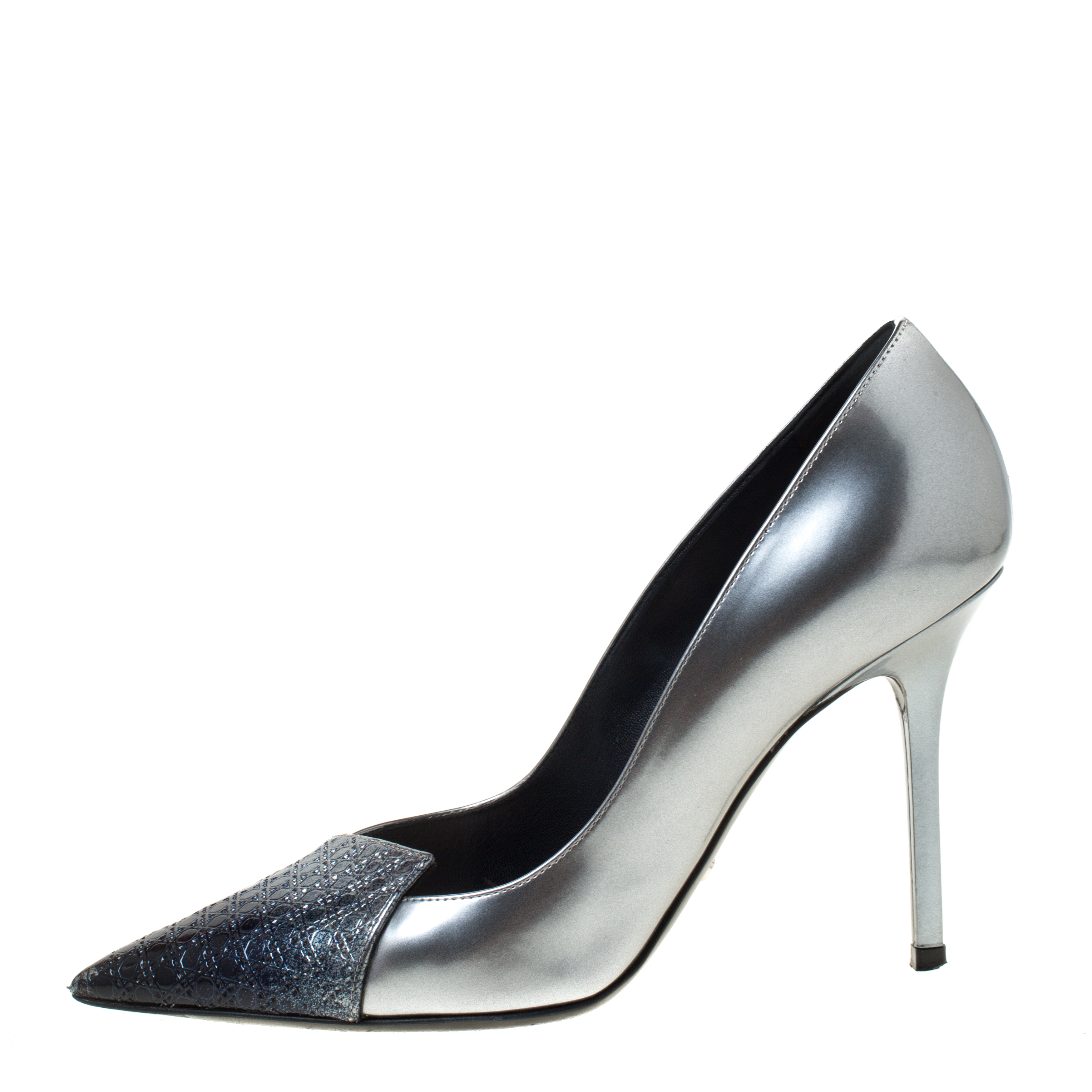 

Dior Ombre Grey Patent Leather Cannage Cap Pointed Toe Pumps Size