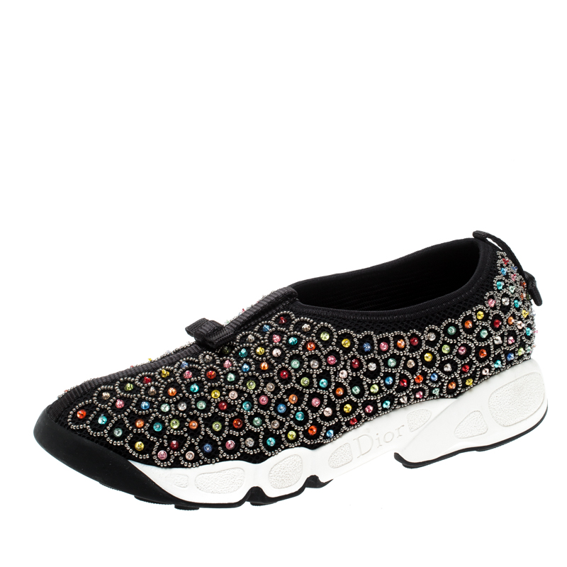 Pre Owned Dior Multicolor Mesh Fusion Embellished Sneakers Size 36.5
