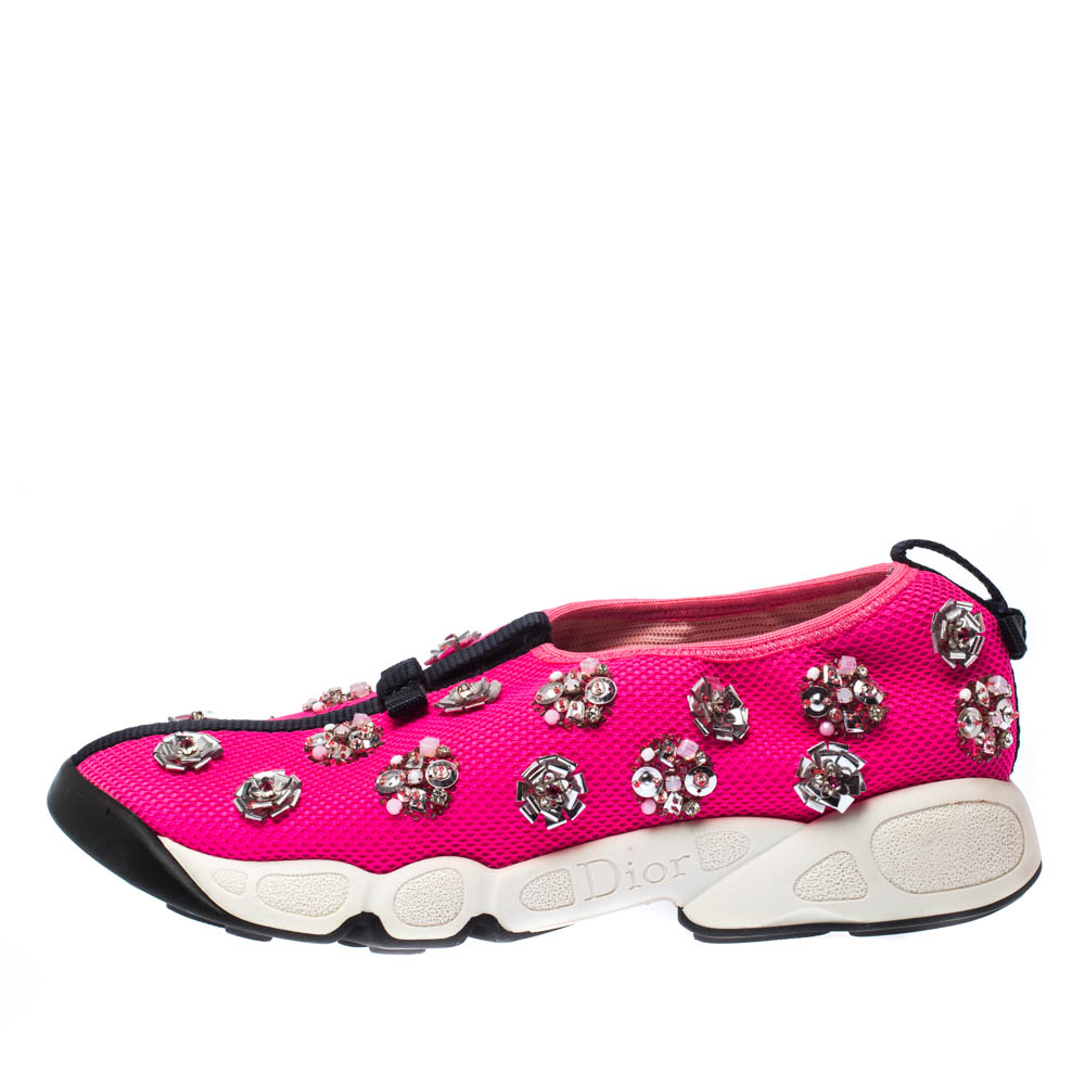 

Dior Pink Mesh Fusion Embellished Sneakers Size