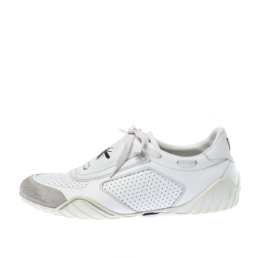 

Dior White Leather And Suede D-Fence Lace Up Sneakers Size