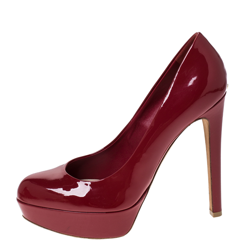 

Dior Red Patent Leather Miss Dior Platform Pumps Size