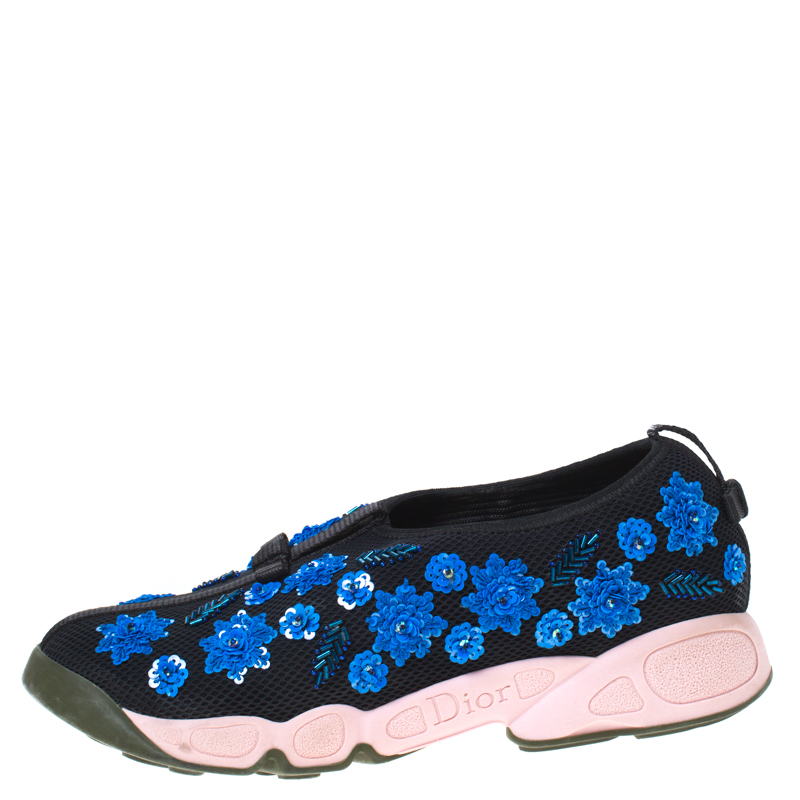 

Dior Black Mesh Fusion Crystal Embellished Slip On Sneakers Size