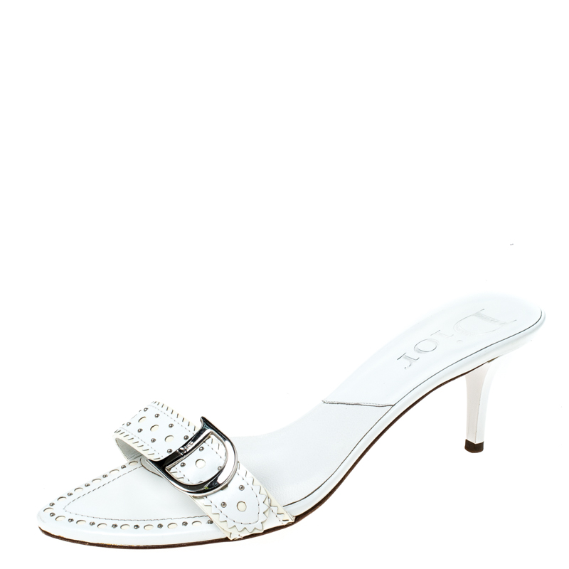 dior white flat sandals