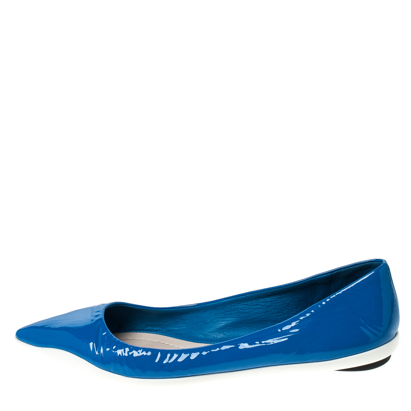 

Dior Blue Patent Leather Pointed Toe Ballet Flats Size