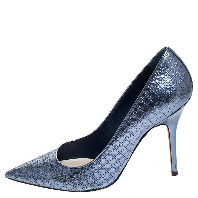 

Dior Metallic Blue Leather Cherie Cannage Pointed Toe Pumps Size