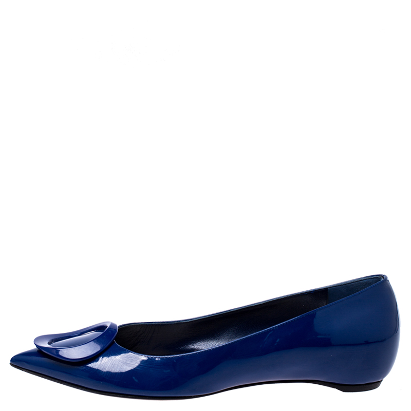 

Dior Blue Patent Leather Pointed Toe Ballet Flats Size