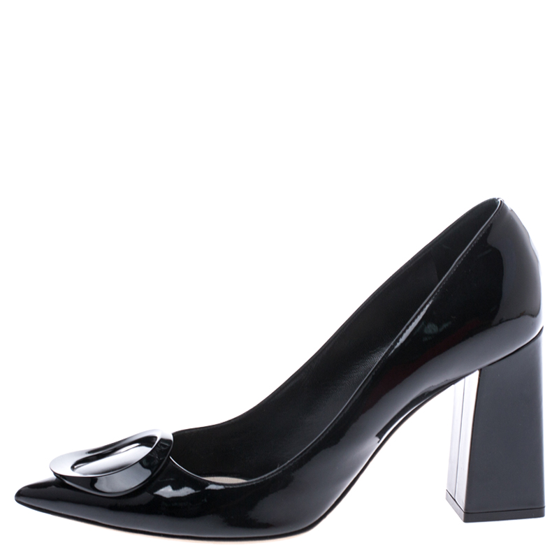 

Dior Black Patent Leather Ovale Block Heel Pumps Size