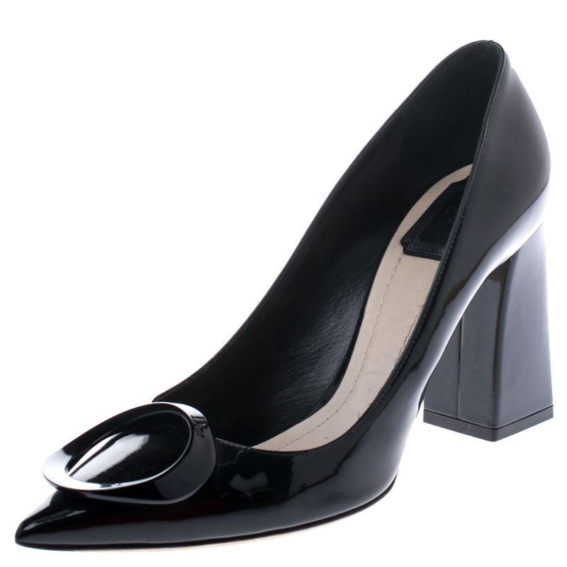 Dior Black Patent Leather Ovale Block Heel Pumps Size 39.5 Dior | The ...