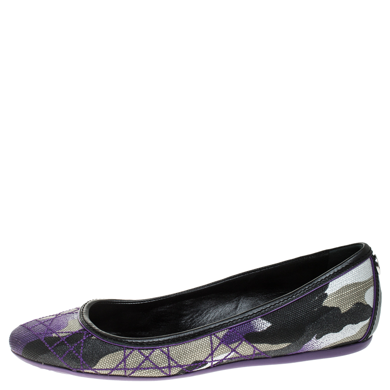 

Dior Multicolor Canvas and Leather Round Toe Ballet Flats Size