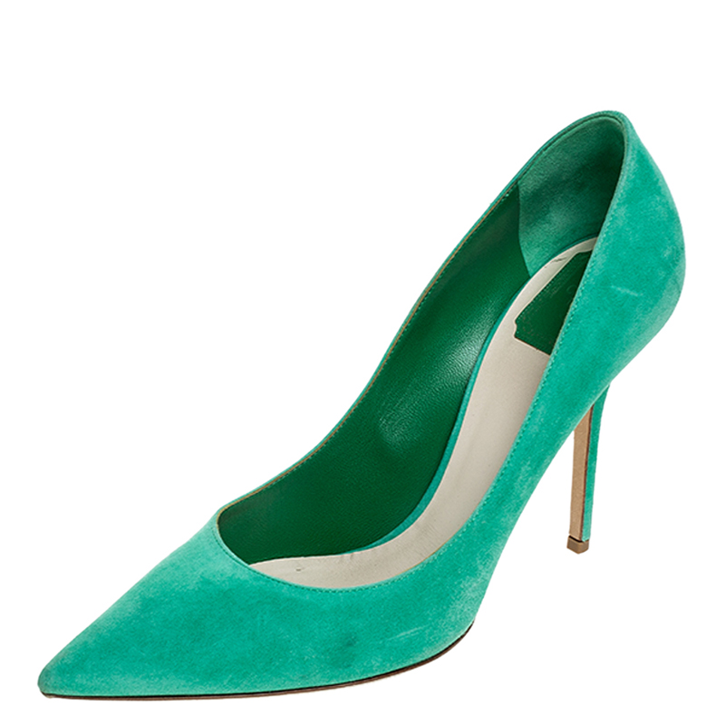 Pre-owned Dior Green Suede Pointed Toe Pumps Size 41