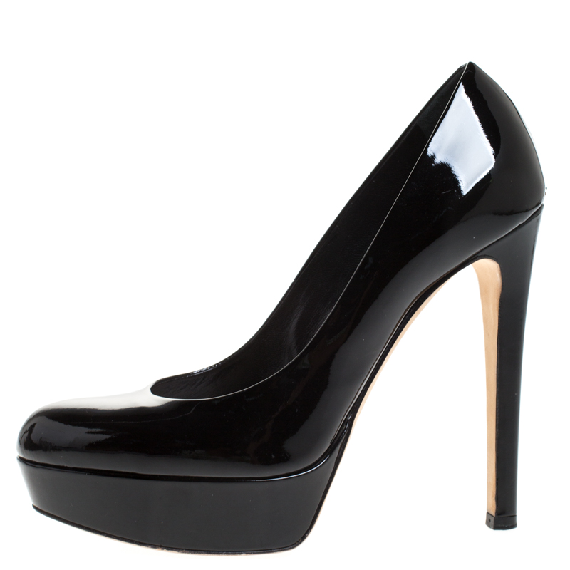 

Dior Black Patent Leather Round Toe Platform Pumps Size