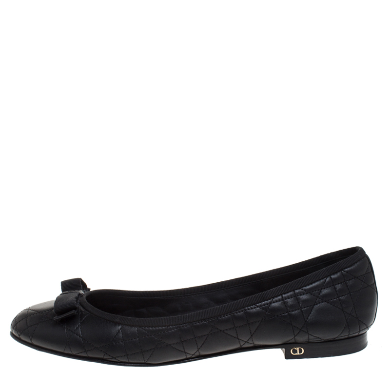 

Dior Black Quilted Cannage Leather My Bow Ballet Flats Size