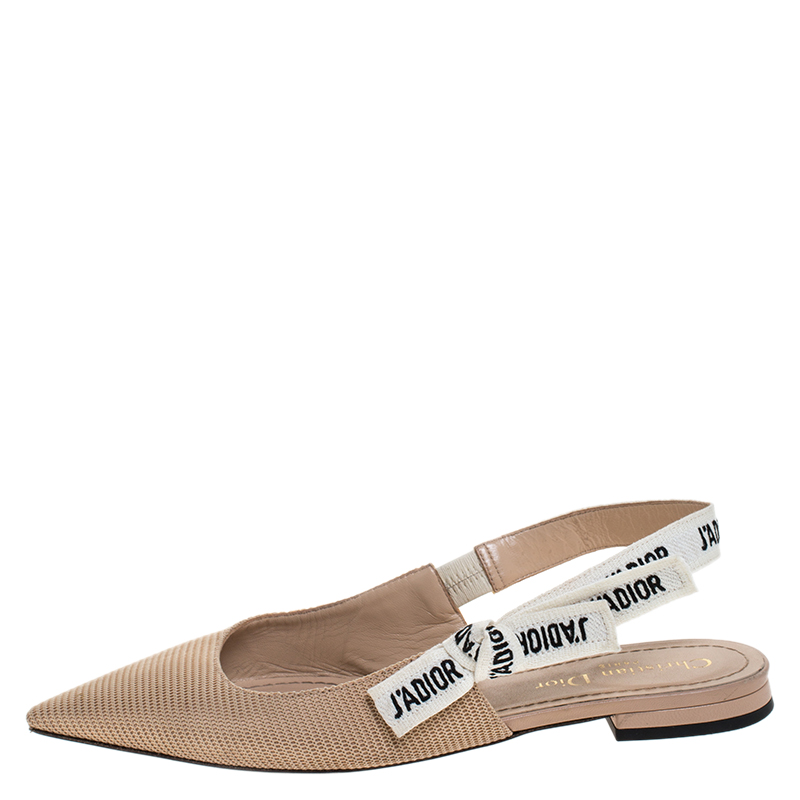 

Dior Beige Canvas J'adior Slingback Flats Size