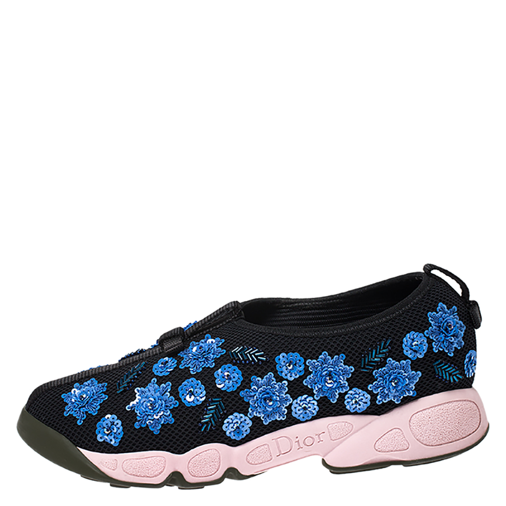 

Dior Black Mesh Fusion Crystal Embellished Slip On Sneakers Size