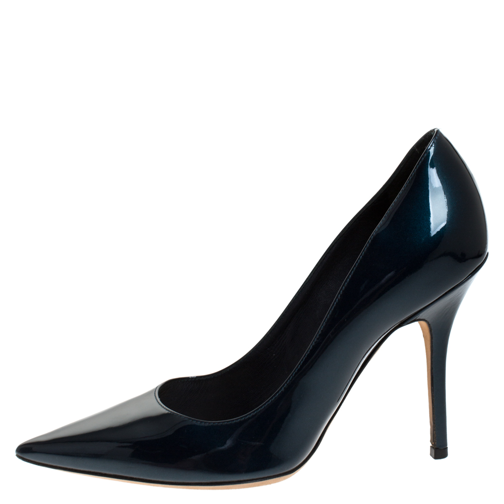 

Dior Dark Blue Patent Leather Pointed Toe Pumps Size