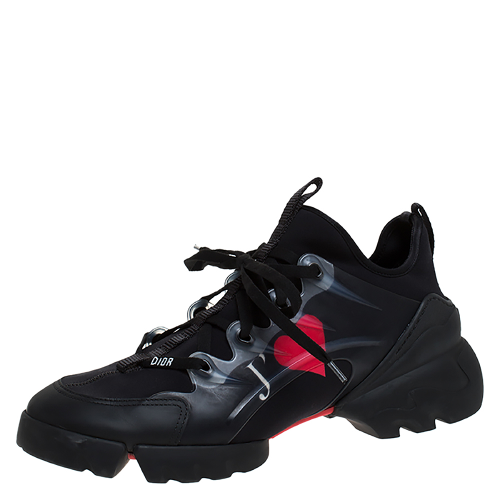 Dior Black Neoprene, Rubber and Leather D-Connect Low Top Sneakers Size ...