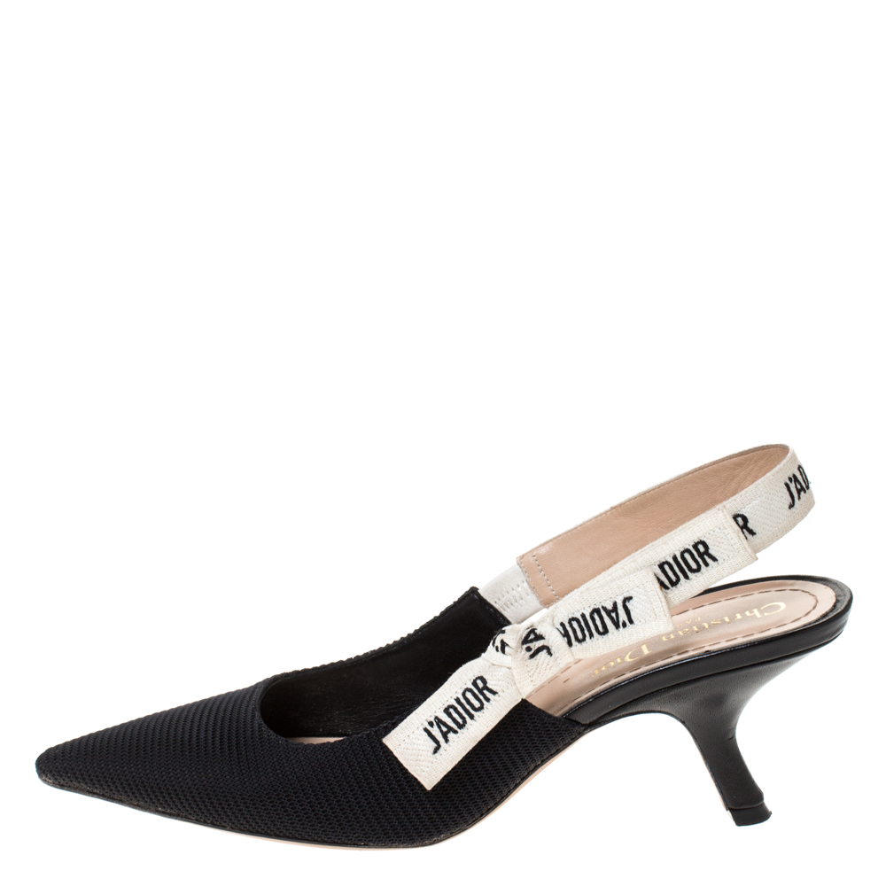 

Dior Black Fabric J'adior Slingback Pointed Toe Sandals Size