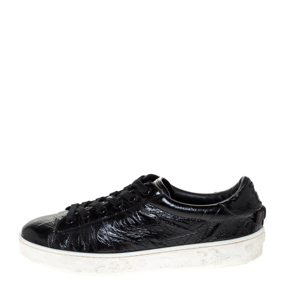 

Dior Black Patent Crinkled Leather Move Low Top Sneakers Size