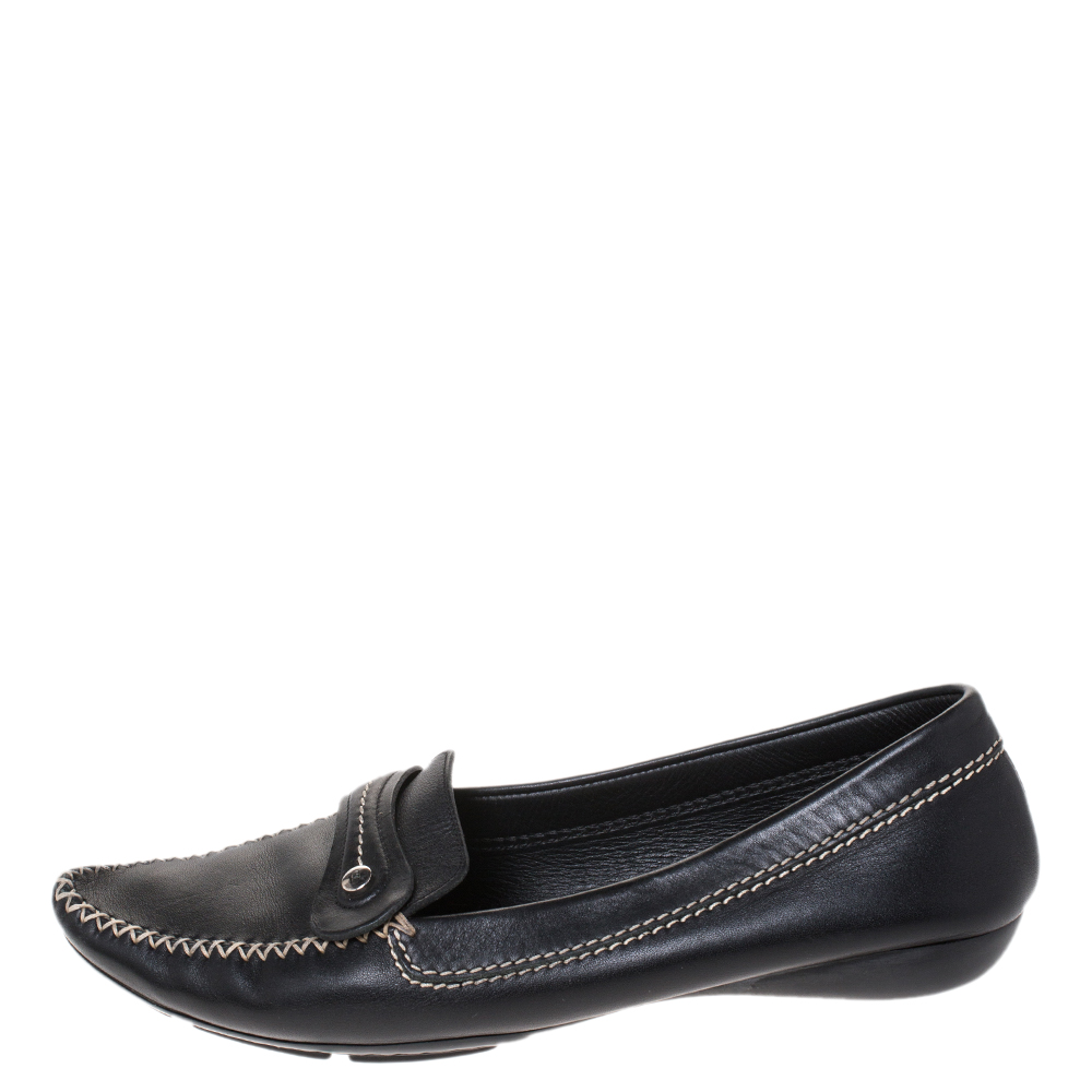 

Dior Black Leather Loafers Size
