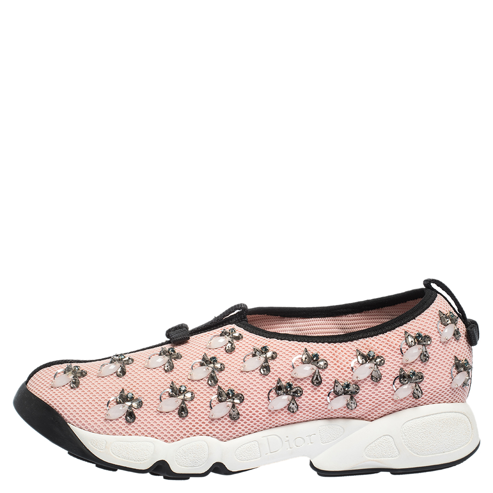 

Dior Pink Mesh Fusion Embellished Sneakers Size