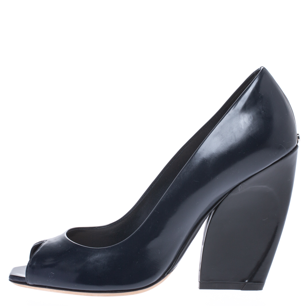 

Dior Blue Patent Leather Eclipse Peep Toe Pumps Size