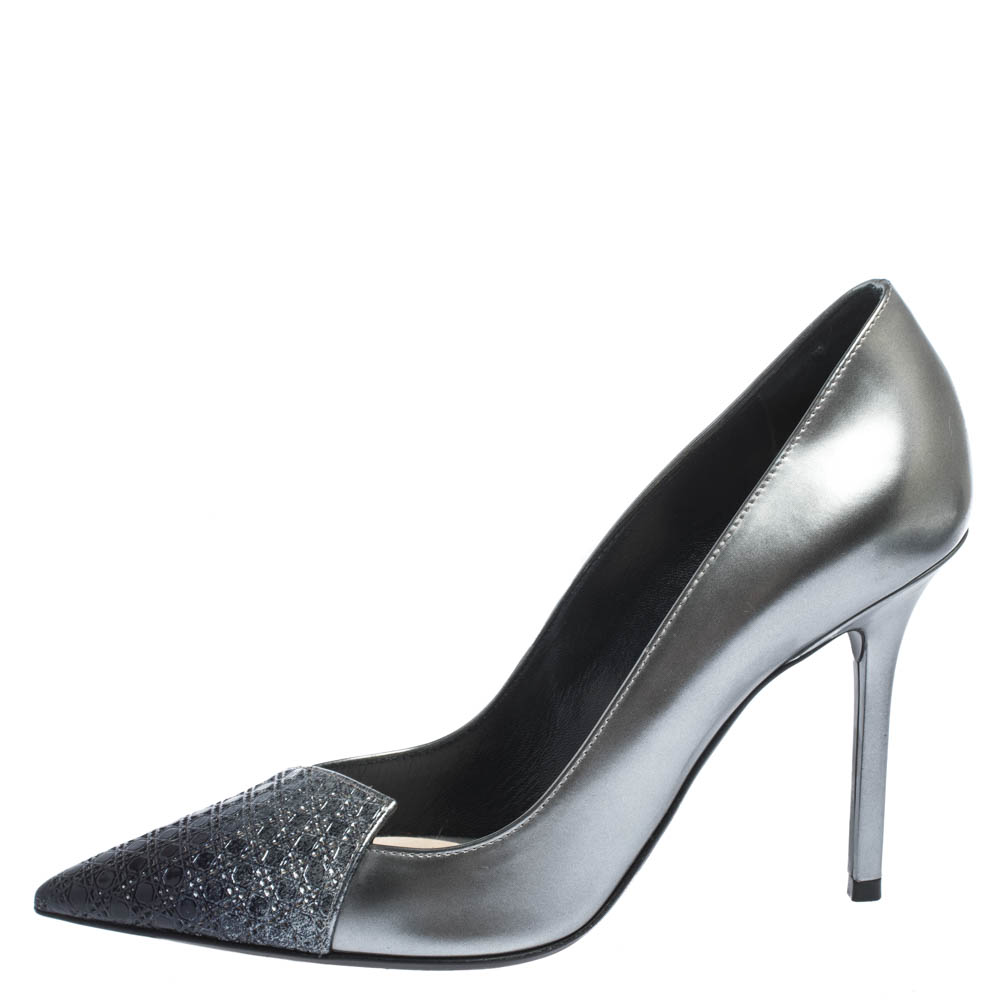 

Dior Ombre Grey Patent Leather Cannage Cap Pointed Toe Pumps Size