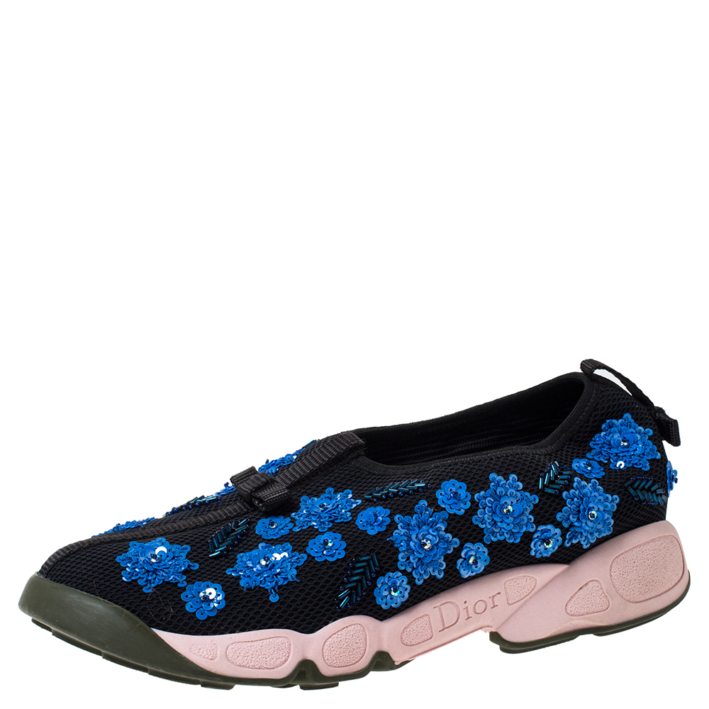 

Dior Black Mesh Fusion Crystal Embellished Slip On Sneakers Size