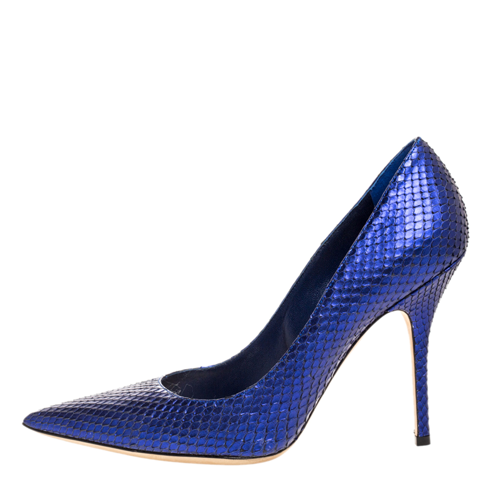 

Dior Blue Python Leather Cherie Pointed Toe Pumps Size