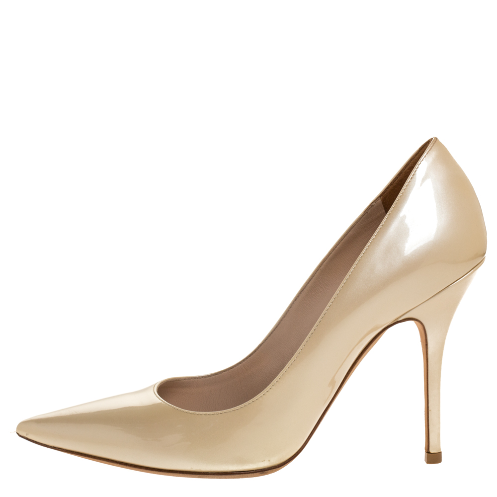 

Dior Beige Patent Leather Cherie Pointed Toe Pumps Size