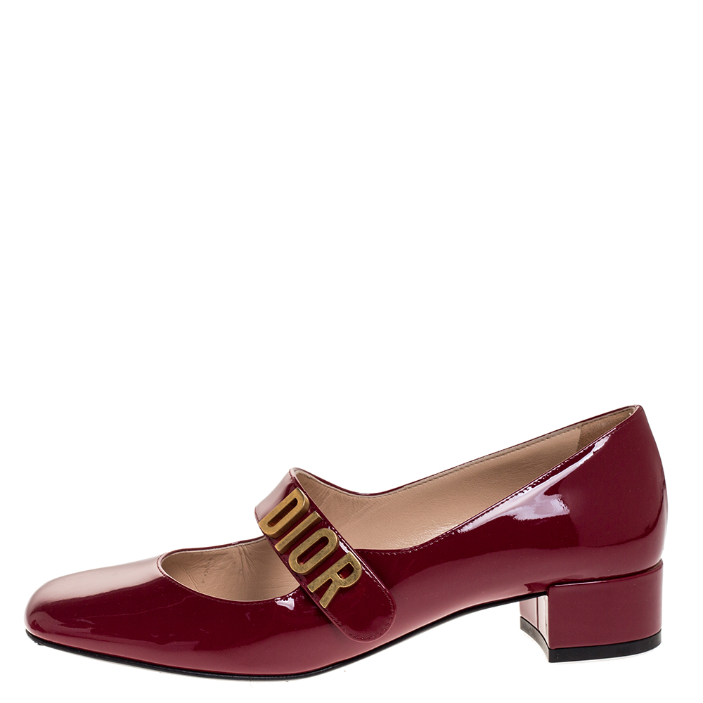 

Dior Dark Red Patent Leather Baby-D Mary Jane Pumps Size