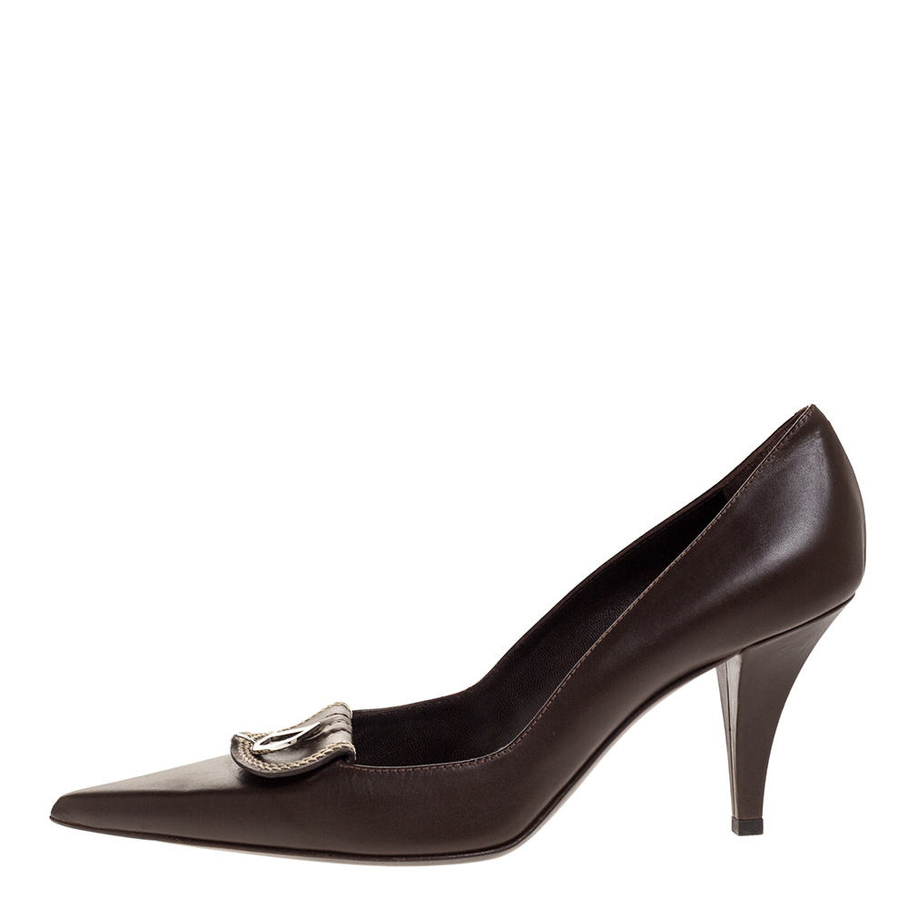 

Dior Brown Leather C&D Charm Pointed Toe Pumps Size