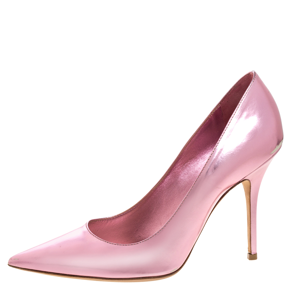 

Dior Pink Metallic Leather Cherie Pointed Toe Pumps Size