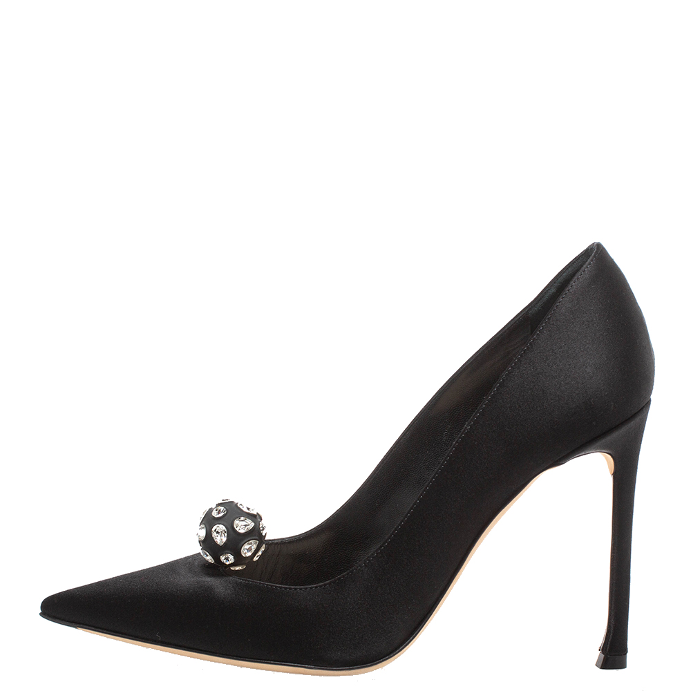 

Dior Black Satin 'Comete' Pointed Toe Pumps Size