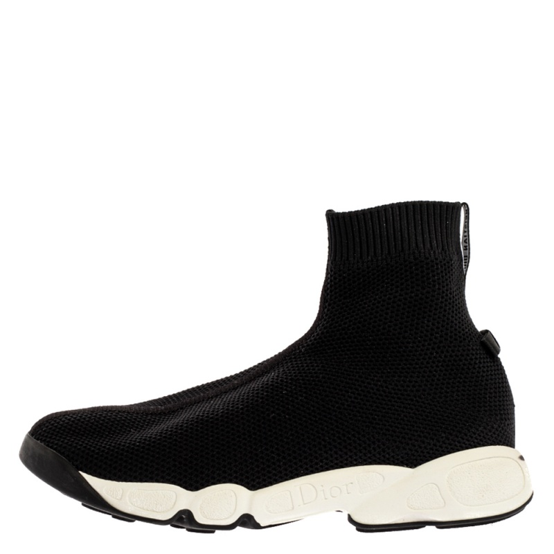 

Dior Black Sock Knit Fabric High-Top Slip On Sneakers Size