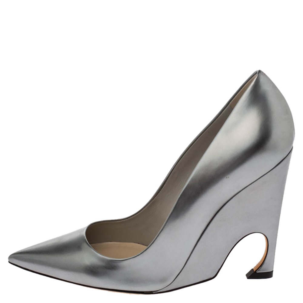 

Dior Metallic Grey Leather Pointed Toe Pumps Size