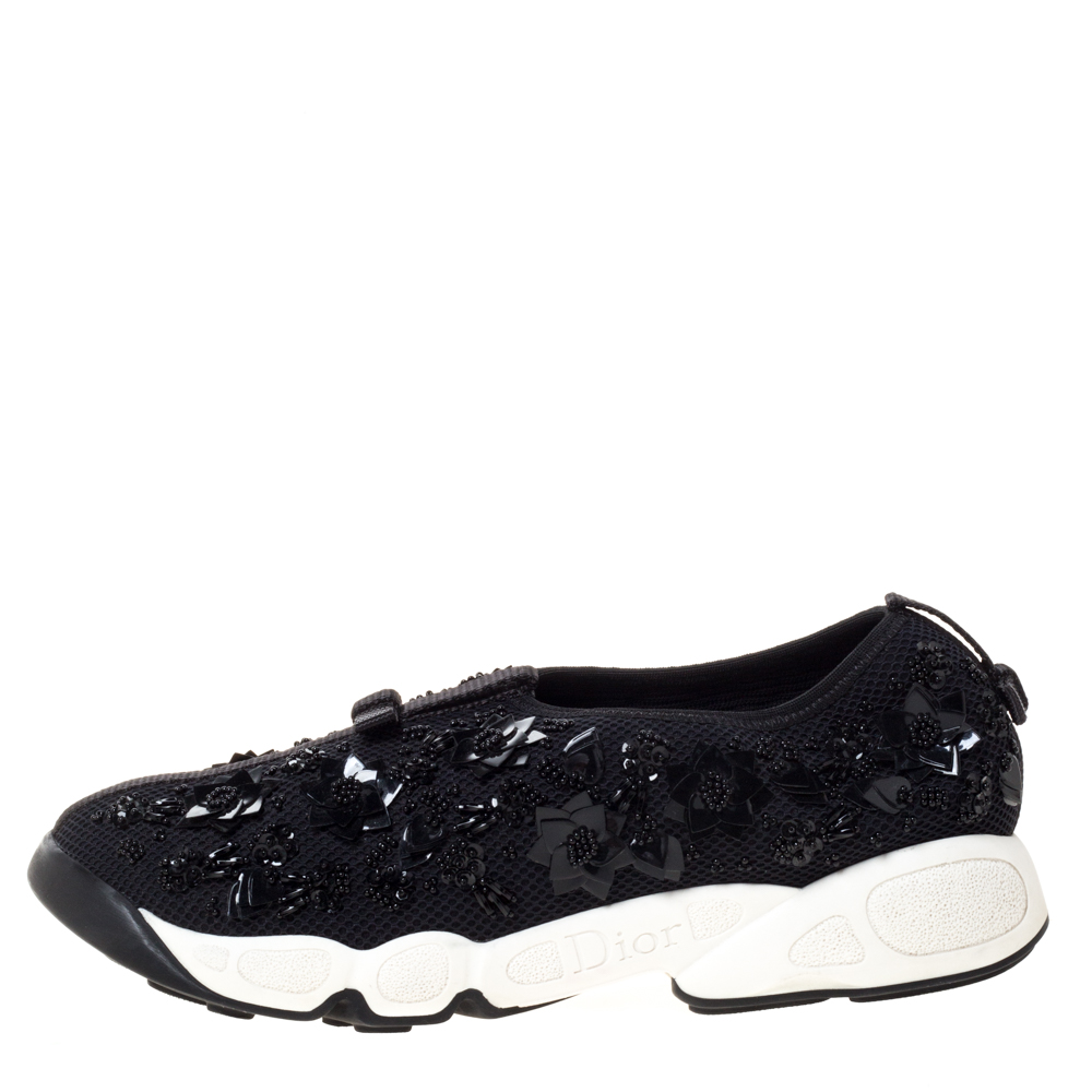 

Dior Black Mesh Fusion Embellished Low Top Sneakers Size