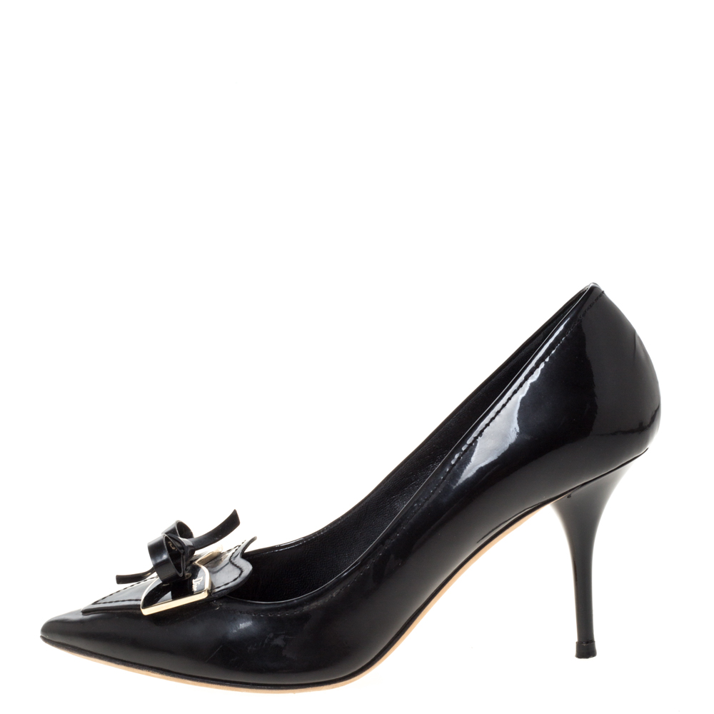 

Dior Black Patent Leather Bow Pointed Toe Pumps Size 39