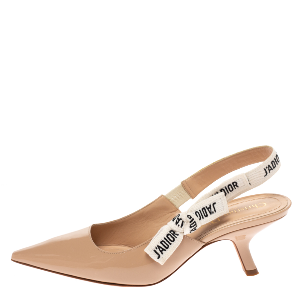 

Dior Beige Patent Leather J'adior Slingback Pumps Size