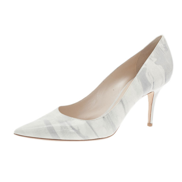 مملوكة مسبقًا Dior Grey Shaded Patent Calfskin Pointed Toe Pumps Size 40