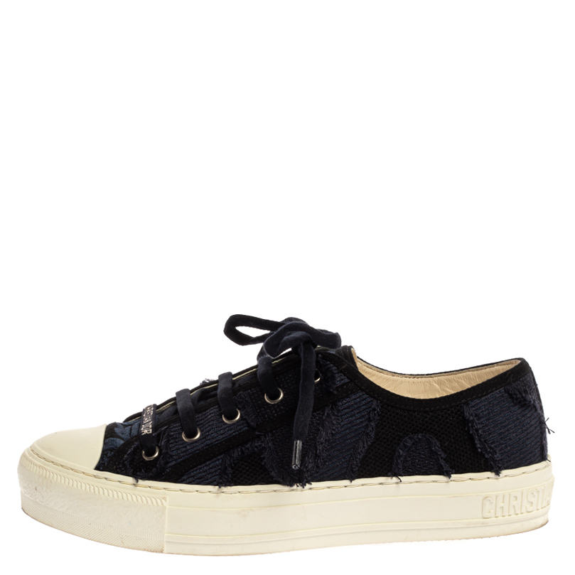 

Dior Deep Blue Camo Canvas Walk'n'Dior Low-Top Sneakers Size