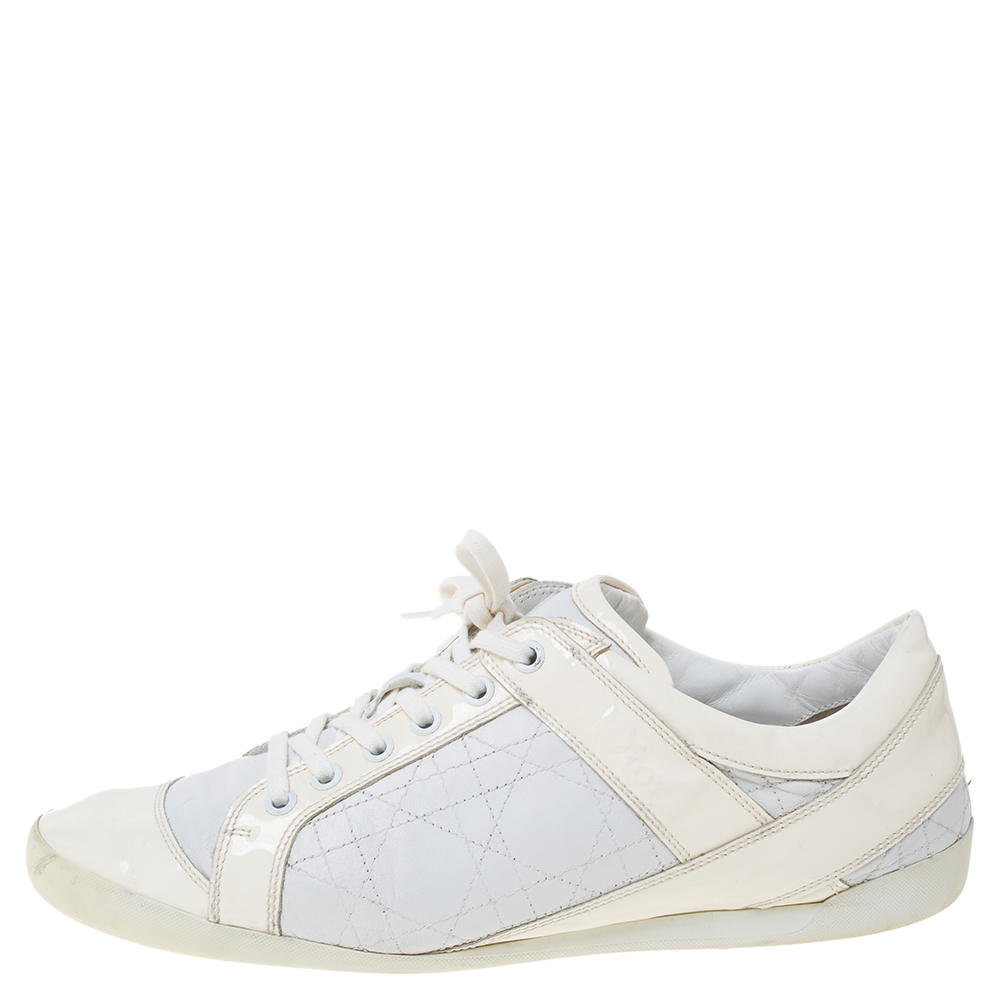

Dior White Leather And Patent Leather Cannage Sneakers Size