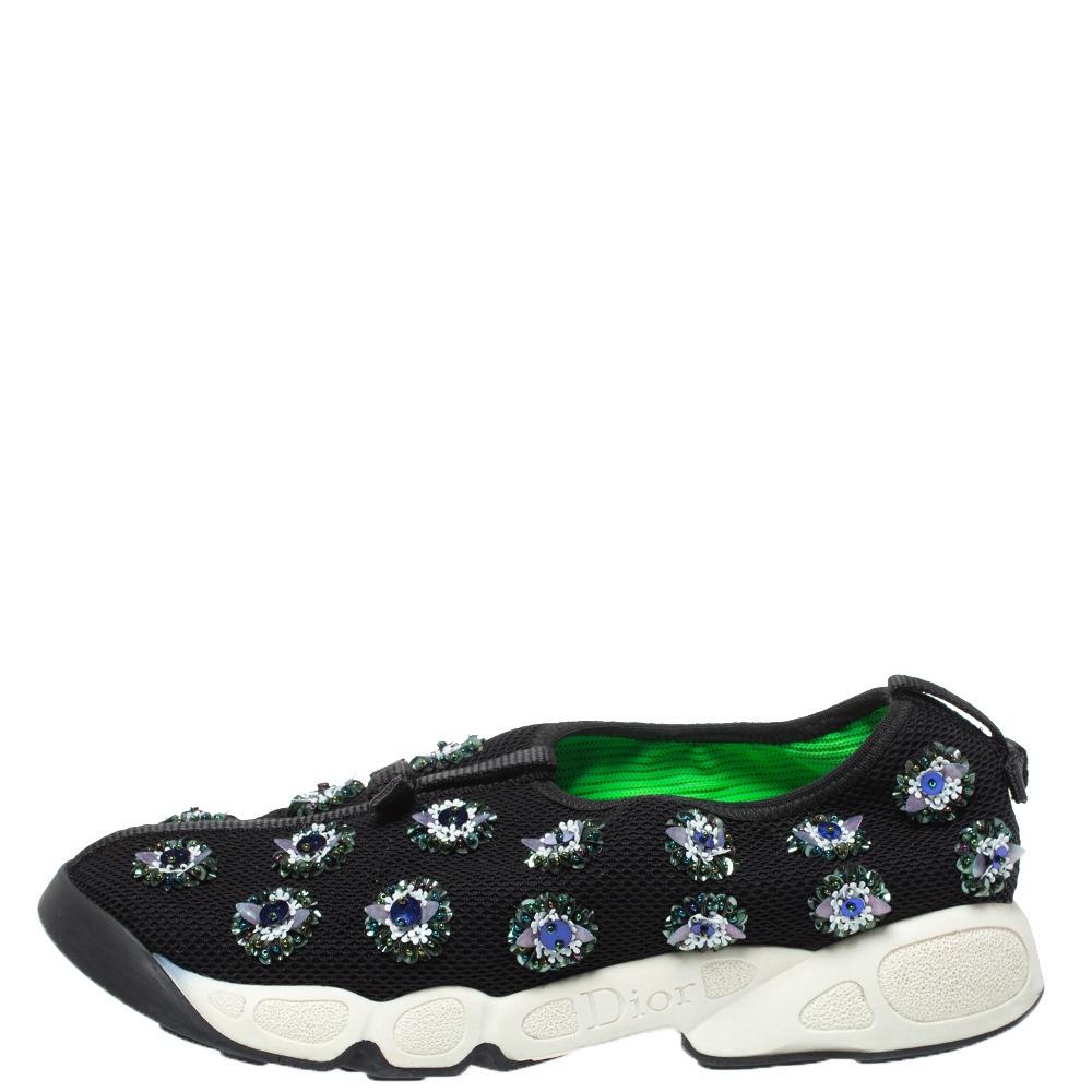 

Dior Black Mesh Fusion Embellished Low Top Sneakers Size